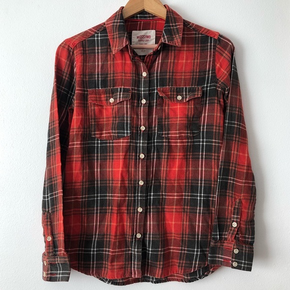 Rust Orange Plaid Button Down Shirt - Picture 1 of 4